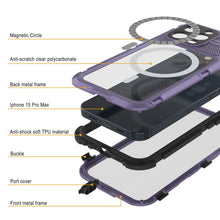 Load image into Gallery viewer, iPhone 15 Pro Max Metal Extreme 2.0 Series Aluminum Waterproof Case IP68 W/Buillt in Screen Protector [Purple]

