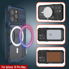Load image into Gallery viewer, iPhone 15 Pro Max Metal Extreme 2.0 Series Aluminum Waterproof Case IP68 W/Buillt in Screen Protector [Blue]
