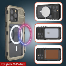Load image into Gallery viewer, iPhone 15 Pro Max Metal Extreme 2.0 Series Aluminum Waterproof Case IP68 W/Buillt in Screen Protector [Gold]
