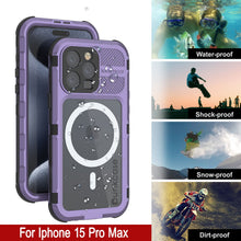 Load image into Gallery viewer, iPhone 15 Pro Max Metal Extreme 2.0 Series Aluminum Waterproof Case IP68 W/Buillt in Screen Protector [Purple]
