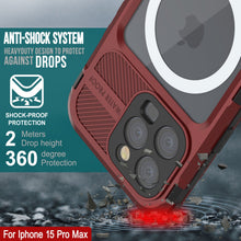 Load image into Gallery viewer, iPhone 15 Pro Max Metal Extreme 2.0 Series Aluminum Waterproof Case IP68 W/Buillt in Screen Protector [Red-Black]

