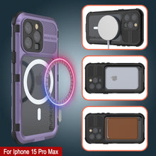 Load image into Gallery viewer, iPhone 15 Pro Max Metal Extreme 2.0 Series Aluminum Waterproof Case IP68 W/Buillt in Screen Protector [Purple]

