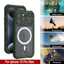 Load image into Gallery viewer, iPhone 15 Pro Max Metal Extreme 2.0 Series Aluminum Waterproof Case IP68 W/Buillt in Screen Protector [Dark Green]
