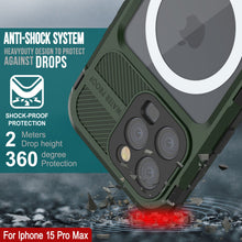 Load image into Gallery viewer, iPhone 15 Pro Max Metal Extreme 2.0 Series Aluminum Waterproof Case IP68 W/Buillt in Screen Protector [Dark Green]
