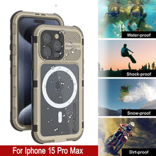Load image into Gallery viewer, iPhone 15 Pro Max Metal Extreme 2.0 Series Aluminum Waterproof Case IP68 W/Buillt in Screen Protector [Gold]

