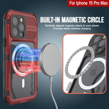 Load image into Gallery viewer, iPhone 15 Pro Max Metal Extreme 2.0 Series Aluminum Waterproof Case IP68 W/Buillt in Screen Protector [Red-Black]
