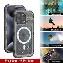 Load image into Gallery viewer, iPhone 15 Pro Max Metal Extreme 2.0 Series Aluminum Waterproof Case IP68 W/Buillt in Screen Protector [Silver]
