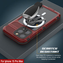 Load image into Gallery viewer, iPhone 15 Pro Max Metal Extreme 2.0 Series Aluminum Waterproof Case IP68 W/Buillt in Screen Protector [Red-Black]
