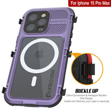 Load image into Gallery viewer, iPhone 15 Pro Max Metal Extreme 2.0 Series Aluminum Waterproof Case IP68 W/Buillt in Screen Protector [Purple]
