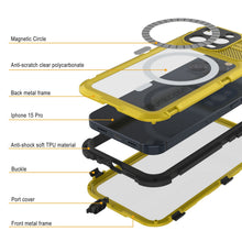 Load image into Gallery viewer, iPhone 15 Pro Metal Extreme 2.0 Series Aluminum Waterproof Case IP68 W/Buillt in Screen Protector [Yellow]
