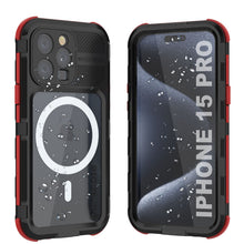 Load image into Gallery viewer, iPhone 15 Pro Metal Extreme 2.0 Series Aluminum Waterproof Case IP68 W/Buillt in Screen Protector [Black-Red]

