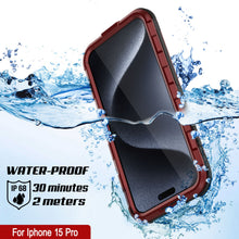 Load image into Gallery viewer, iPhone 15 Pro Metal Extreme 2.0 Series Aluminum Waterproof Case IP68 W/Buillt in Screen Protector [Red-Black]
