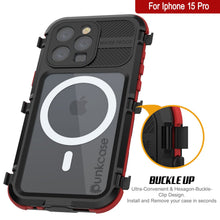 Load image into Gallery viewer, iPhone 15 Pro Metal Extreme 2.0 Series Aluminum Waterproof Case IP68 W/Buillt in Screen Protector [Black-Red]
