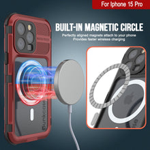 Load image into Gallery viewer, iPhone 15 Pro Metal Extreme 2.0 Series Aluminum Waterproof Case IP68 W/Buillt in Screen Protector [Red-Black]

