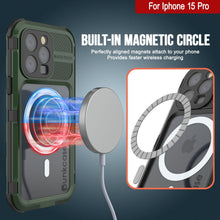 Load image into Gallery viewer, iPhone 15 Pro Metal Extreme 2.0 Series Aluminum Waterproof Case IP68 W/Buillt in Screen Protector [Dark-Green]
