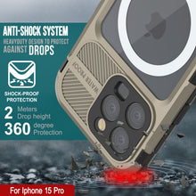Load image into Gallery viewer, iPhone 15 Pro Metal Extreme 2.0 Series Aluminum Waterproof Case IP68 W/Buillt in Screen Protector [Gold]
