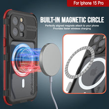 Load image into Gallery viewer, iPhone 15 Pro Metal Extreme 2.0 Series Aluminum Waterproof Case IP68 W/Buillt in Screen Protector [Black-Red]
