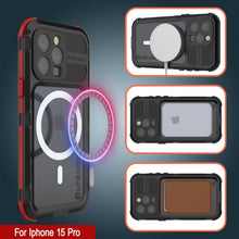 Load image into Gallery viewer, iPhone 15 Pro Metal Extreme 2.0 Series Aluminum Waterproof Case IP68 W/Buillt in Screen Protector [Black-Red]
