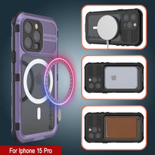 Load image into Gallery viewer, iPhone 15 Pro Metal Extreme 2.0 Series Aluminum Waterproof Case IP68 W/Buillt in Screen Protector [Purple]
