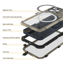 Load image into Gallery viewer, iPhone 15 Pro Metal Extreme 2.0 Series Aluminum Waterproof Case IP68 W/Buillt in Screen Protector [Gold]
