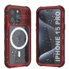 Load image into Gallery viewer, iPhone 15 Pro Metal Extreme 2.0 Series Aluminum Waterproof Case IP68 W/Buillt in Screen Protector [Red-Black]
