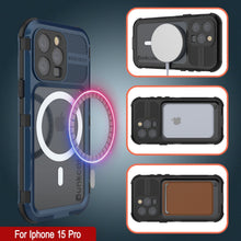 Load image into Gallery viewer, iPhone 15 Pro Metal Extreme 2.0 Series Aluminum Waterproof Case IP68 W/Buillt in Screen Protector [Blue]

