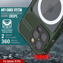 Load image into Gallery viewer, iPhone 15 Pro Metal Extreme 2.0 Series Aluminum Waterproof Case IP68 W/Buillt in Screen Protector [Dark-Green]
