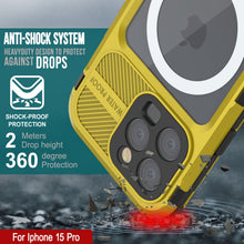 Load image into Gallery viewer, iPhone 15 Pro Metal Extreme 2.0 Series Aluminum Waterproof Case IP68 W/Buillt in Screen Protector [Yellow]
