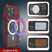 Load image into Gallery viewer, iPhone 15 Pro Metal Extreme 2.0 Series Aluminum Waterproof Case IP68 W/Buillt in Screen Protector [Red-Black]
