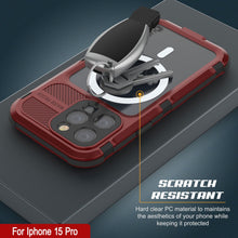 Load image into Gallery viewer, iPhone 15 Pro Metal Extreme 2.0 Series Aluminum Waterproof Case IP68 W/Buillt in Screen Protector [Red-Black]
