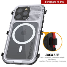 Load image into Gallery viewer, iPhone 15 Pro Metal Extreme 2.0 Series Aluminum Waterproof Case IP68 W/Buillt in Screen Protector [White]
