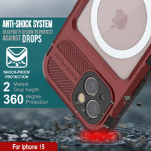 Load image into Gallery viewer, iPhone 15 Metal Extreme 2.0 Series Aluminum Waterproof Case IP68 W/Buillt in Screen Protector [Red-Black]
