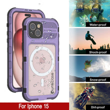Load image into Gallery viewer, iPhone 15 Metal Extreme 2.0 Series Aluminum Waterproof Case IP68 W/Buillt in Screen Protector [Purple]
