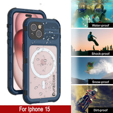 Load image into Gallery viewer, iPhone 15 Metal Extreme 2.0 Series Aluminum Waterproof Case IP68 W/Buillt in Screen Protector [Blue]
