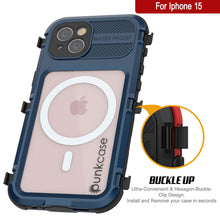 Load image into Gallery viewer, iPhone 15 Metal Extreme 2.0 Series Aluminum Waterproof Case IP68 W/Buillt in Screen Protector [Blue]
