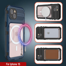 Load image into Gallery viewer, iPhone 15 Metal Extreme 2.0 Series Aluminum Waterproof Case IP68 W/Buillt in Screen Protector [Blue]
