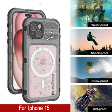Load image into Gallery viewer, iPhone 15 Metal Extreme 2.0 Series Aluminum Waterproof Case IP68 W/Buillt in Screen Protector [Silver]
