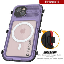 Load image into Gallery viewer, iPhone 15 Metal Extreme 2.0 Series Aluminum Waterproof Case IP68 W/Buillt in Screen Protector [Purple]
