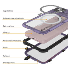 Load image into Gallery viewer, iPhone 15 Metal Extreme 2.0 Series Aluminum Waterproof Case IP68 W/Buillt in Screen Protector [Purple]
