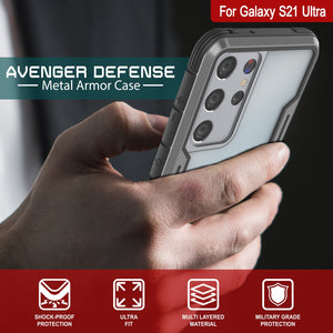 Punkcase S21 Ultra Ravenger Case Protective Military Grade Multilayer Cover [Grey-Black]