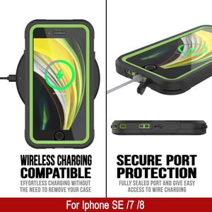 iPhone 8 Waterproof IP68 Case, Punkcase [Green]  [Maximus Series] [Slim Fit] [IP68 Certified] [Shockresistant] Clear Armor Cover with Screen Protector | Ultimate Protection