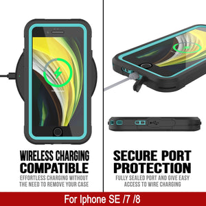 iPhone 8 Waterproof IP68 Case, Punkcase [teal]  [Maximus Series] [Slim Fit] [IP68 Certified] [Shockresistant] Clear Armor Cover with Screen Protector | Ultimate Protection