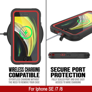iPhone 8 Waterproof IP68 Case, Punkcase [red]  [Maximus Series] [Slim Fit] [IP68 Certified] [Shockresistant] Clear Armor Cover with Screen Protector | Ultimate Protection