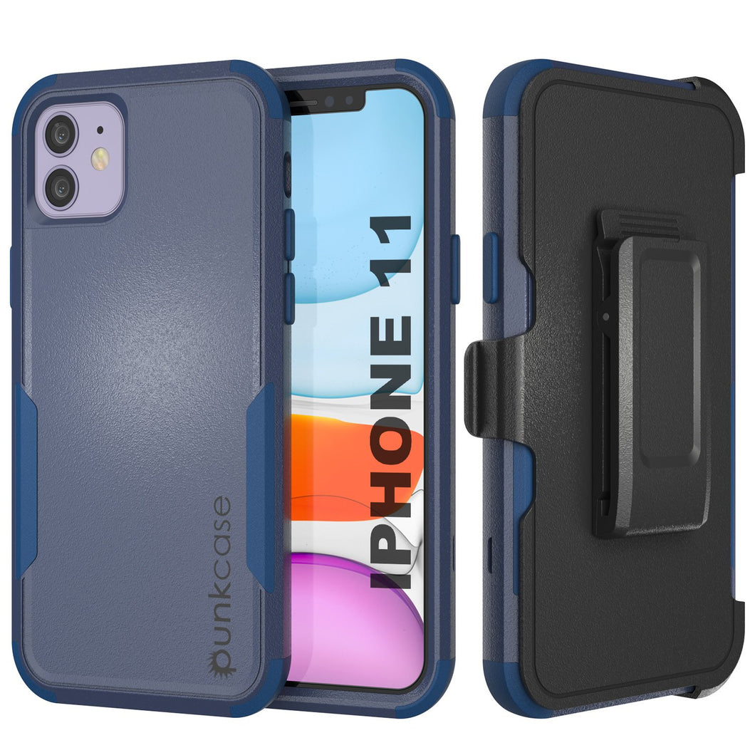 Punkcase for iPhone 11 Belt Clip Multilayer Holster Case [Patron Series] [Navy]