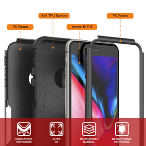 Punkcase for iPhone 8 Belt Clip Multilayer Holster Case [Patron Series] [Black]