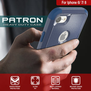 Punkcase for iPhone 8 Belt Clip Multilayer Holster Case [Patron Series] [Navy]