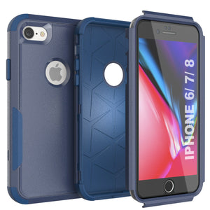 Punkcase for iPhone 8 Belt Clip Multilayer Holster Case [Patron Series] [Navy]