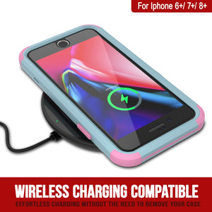 Punkcase for iPhone 7+ Plus Belt Clip Multilayer Holster Case [Patron Series] [Mint-Pink]