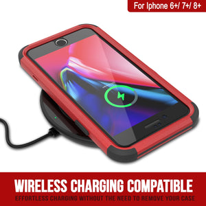 Punkcase for iPhone 7+ Plus Belt Clip Multilayer Holster Case [Patron Series] [Red-Black]
