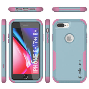 Punkcase for iPhone 7+ Plus Belt Clip Multilayer Holster Case [Patron Series] [Mint-Pink]